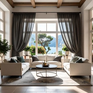 Style Provençal Pur Lin Foncé Charbon Gris Lourd Voile Rideau en Lin 2