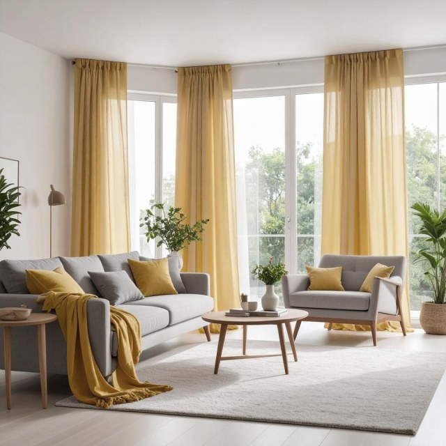 Smarties Champagne Jaune Rideau Voile Doux et Transparent 1