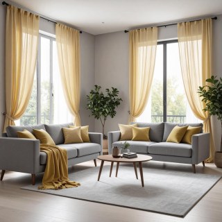 Smarties Champagne Jaune Rideau Voile Doux et Transparent 4