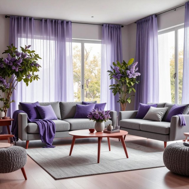 Smarties Lilac Rideau Voile Doux et Transparent 1