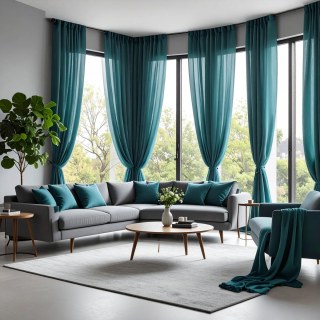 Smarties Soft Teal Sheer Voile Rideau 2