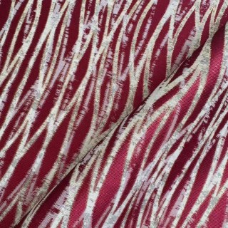 Woven Drift Résumé Rideau rouge de Bourgogne géométrique avec des Accents d'or métallisé 6