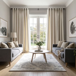 Double Plush Off White Chenille Blackout Rideau occultant en chenille blanc cassé et double épaisseur