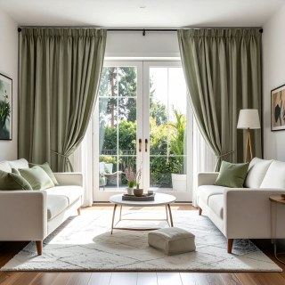 Double Plush Sage Green Chenille Blackout Rideau occultant en chenille vert sauge et double peluche 2