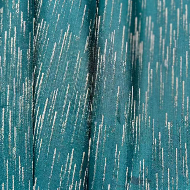 Rideau vert turquoise Gilded Stream avec rayures métalliques 1