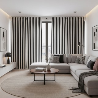 Rideau rayé noir et blanc élégant 2