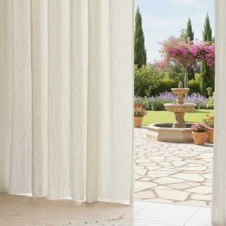 Broyée Drift crème Lin Style Crinkle Voile Rideau 2