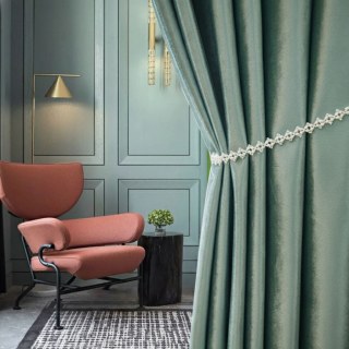 Lumineux Luxe Metallic Sage Duck Egg Green Velvet Rideaux