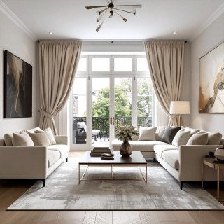 Rideaux en velours crème lustré 3