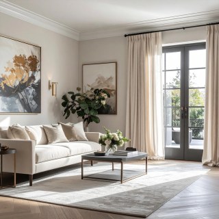 Rideaux en velours crème lustré 2