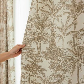 Tropica Vintage Mocha Brown Chenille Toile de Jouy Rideaux 3