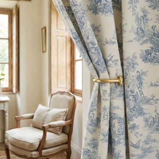 Amour Pastorale Bleu Chenille Rideaux Toile de Jour