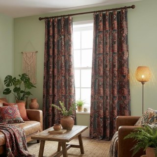 BOHO Rhapsodie Rideau Géométrique Multicolore Rouge 4