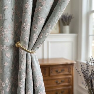 Fleurs de cerisier pastel rose & vert menthe rideau occultant en chenille 3