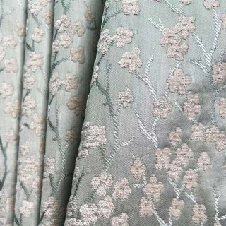 Fleurs de cerisier pastel rose & vert menthe rideau occultant en chenille 4