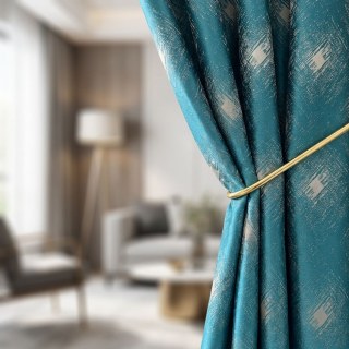 Crosshatch Charm Diamond Grid Teal Rideaux 3