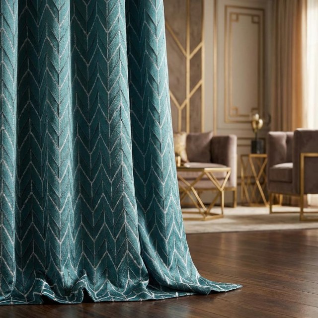 Elegante Art Deco Chevron Courroie Geométrique Teal Bleu 1