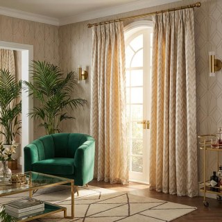Élégant rideau chevrons Art Déco ivoire avec détails dorés 2
