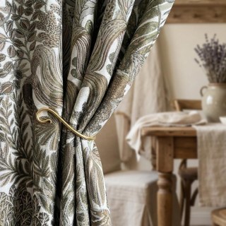 Feuillage Exotique Chic Rideau Bloquant la Lumière Vert Olive & Marron Style Rétro Tropical