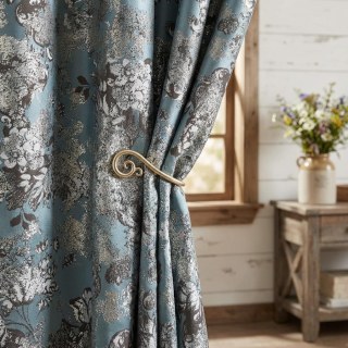 Rêve Floral Jacquard Rideaux Bleu Œuf de Canard 3