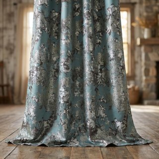 Rêve Floral Jacquard Rideaux Bleu Œuf de Canard 2