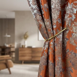 Rideaux jacquard terracotta orange Rêve Floral 2