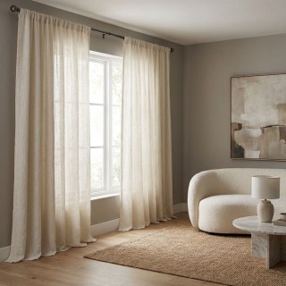 French Chic Beige Crème Rideau Voile Épais 3