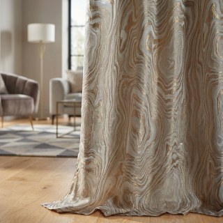 Marbre Doré Luxe 3D Jacquard Moka Crème Rideau Abstrait