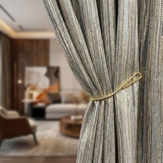 Rayures Dorées Voilage Texturé Gris et Or 2