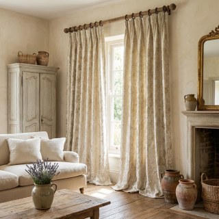 Dorés Baroque Luxe Jacquard Crème Or Rideaux Damassés 4