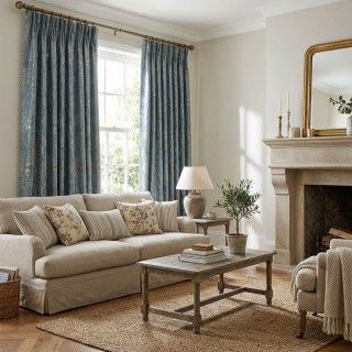 Golden Grove Luxe Jacquard Rideau Soie Bleu 3