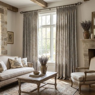 Golden Grove Luxe Jacquard Soie Gris et Or Rideau 4