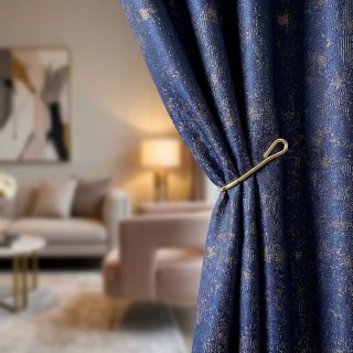 Golden Nebula Luxury Jacquard Dark Blue Curtains with Gold Glitters
Golden Nebula Rideaux Jacquard de Luxe Bleu Foncé avec Paillettes Dorées 2