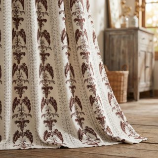 Rideau Chenille Floral Bordeaux Brun Rougeâtre à Rayures Héritage et Grammage Lourd