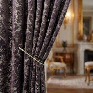 Le luxe du patrimoine Dark Purple Gilded Damask Rideau de velours 2