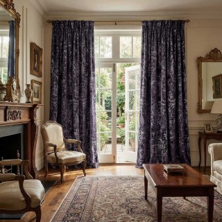 Le luxe du patrimoine Dark Purple Gilded Damask Rideau de velours
