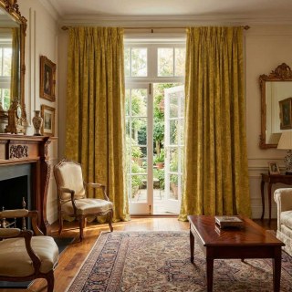 Héritage Luxe Moutarde Jaune Or Gildé Rideau en Velours Damassé