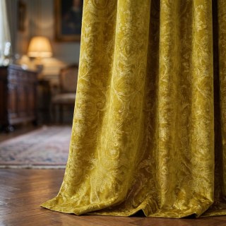 Héritage Luxe Moutarde Jaune Or Gildé Rideau en Velours Damassé