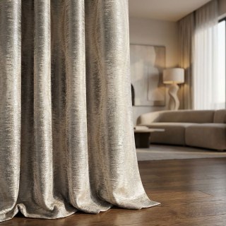 Ikat Ripples Gris et Crème Rideaux Géométriques Ogee avec Détails Argentés