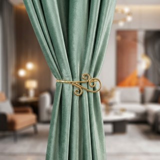 Lumineux Luxe Metallic Sage Duck Egg Green Velvet Rideaux 4