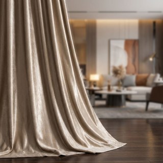 Rideau de velours luxe métallisé crème champagne doré