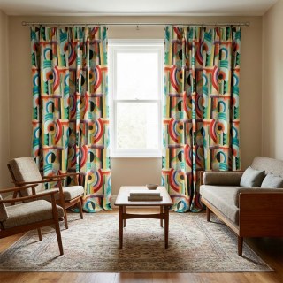 Mod Geo Fusion Rideau Chenille Géométrique Multicolore 3