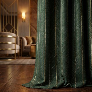 Nouveau Look Luxe Art Déco Chevron Vert Foncé & Or Étincelant Rideau Géométrique