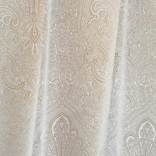 Opulent Floral Luxe Jacquard Beige Crème Rideau Damassé 6