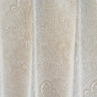 Opulent Floral Luxe Jacquard Satiné Beige Crème Rideau Damassé 7
