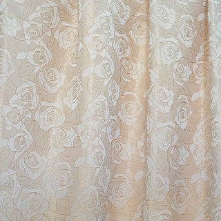 Rose Reverie Crème et Or Rideau Floral Jacquard 3D 7