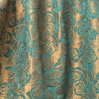 Rose Reverie Vert Foncé et Or Rideau Floral Jacquard 3D 4
