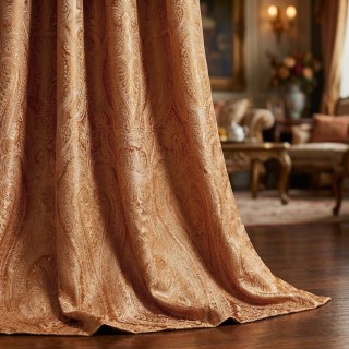 Royal Mirage Terracotta Brûlé Orange Damas Velours Rideau