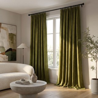 Rideaux occultants en velours olive texturé tissé scandinave 2