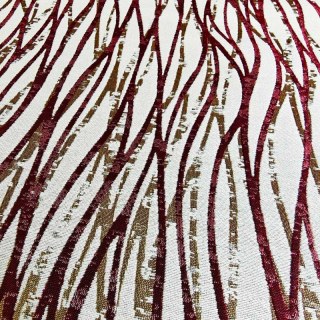 Woven Drift Résumé Rideau rouge de Bourgogne géométrique avec des Accents d'or métallisé 5